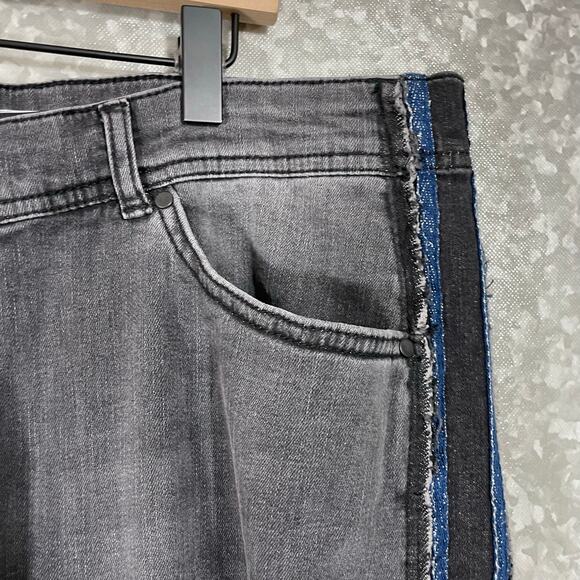 Long Tall Sally Gray Wash Black Glitter Stripe Jeans - 16 - Women's Plus Size - Picture 2 of 7